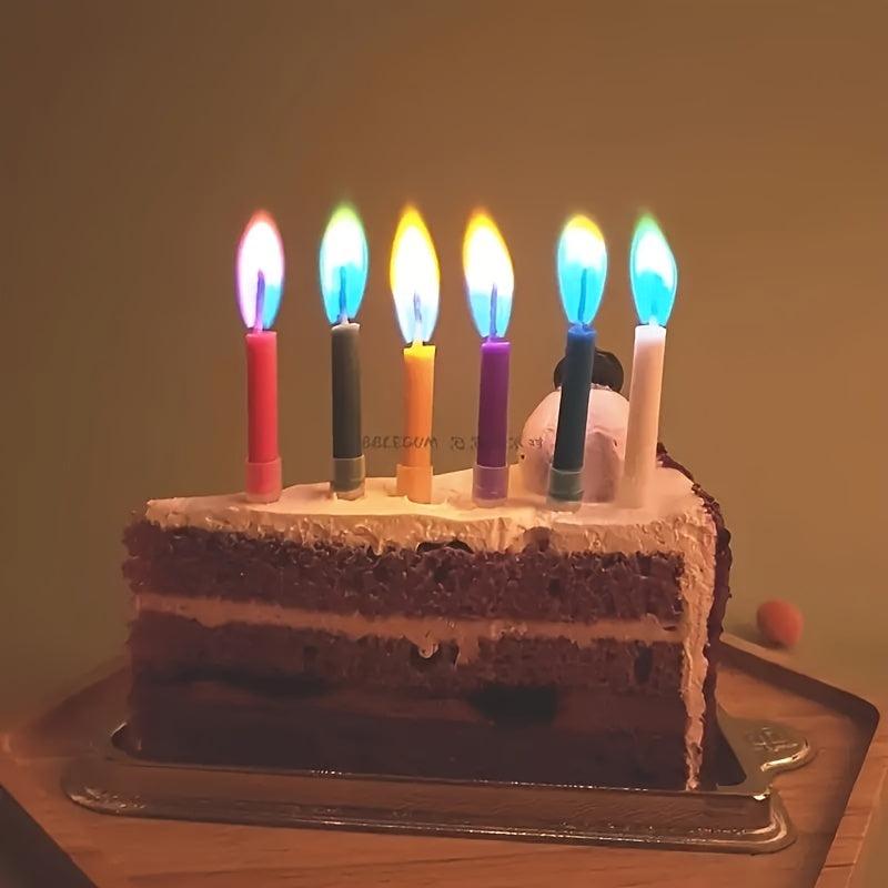 6pcs Colorful Flame Candles Pack Fire Flame Birthday Cake Decorations