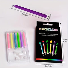 6pcs Colorful Flame Candles Pack Fire Flame Birthday Cake Decorations