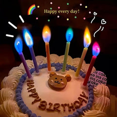 6pcs Colorful Flame Candles Pack Fire Flame Birthday Cake Decorations