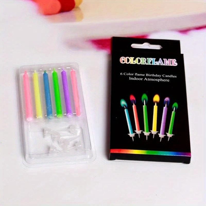6pcs Colorful Flame Candles Pack Fire Flame Birthday Cake Decorations