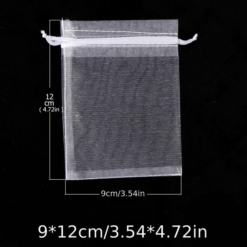 50pcs Organza Jewelry Bags Drawstring Wedding Party Elegant Jewelry Packaging