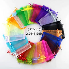 50pcs Organza Jewelry Bags Drawstring Wedding Party Elegant Jewelry Packaging