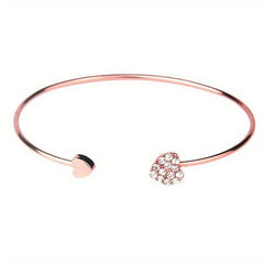 Peach Heart Bracelet with Rhinestones - Perfect Gift for Friends