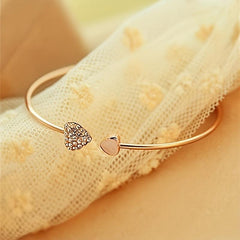 Peach Heart Bracelet with Rhinestones - Perfect Gift for Friends