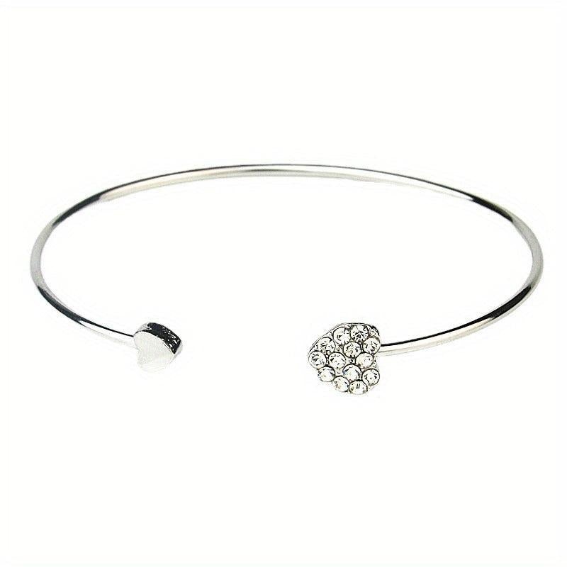 Peach Heart Bracelet with Rhinestones - Perfect Gift for Friends