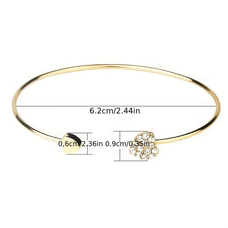Peach Heart Bracelet with Rhinestones - Perfect Gift for Friends