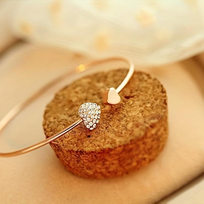 Peach Heart Bracelet with Rhinestones - Perfect Gift for Friends