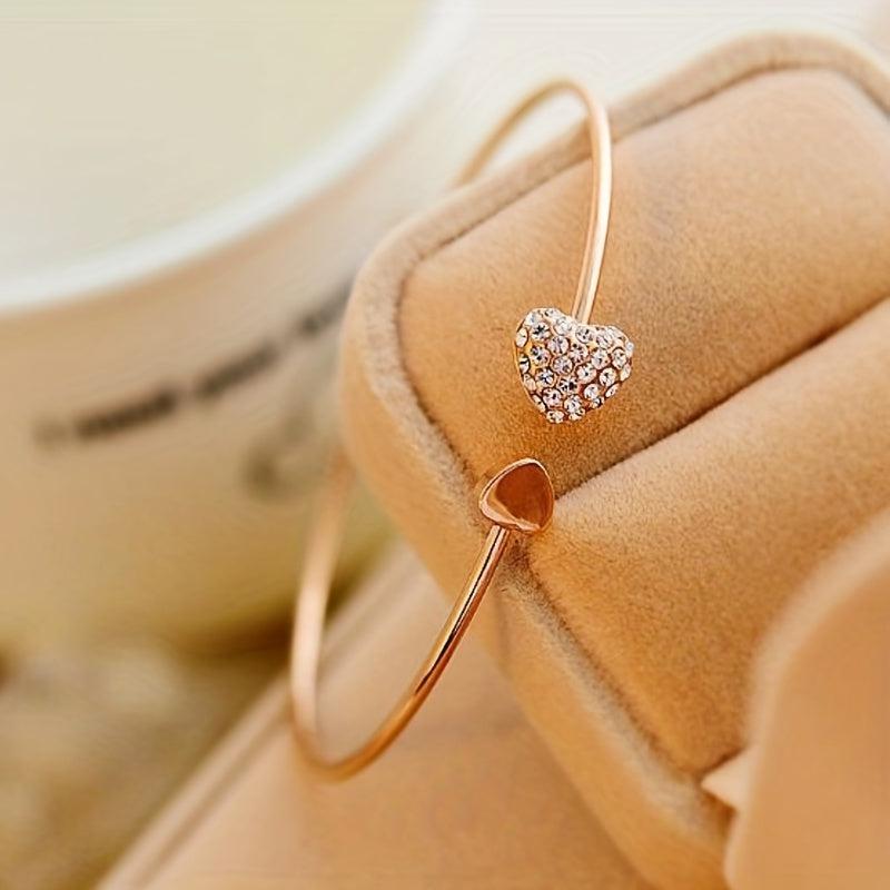 Peach Heart Bracelet with Rhinestones - Perfect Gift for Friends