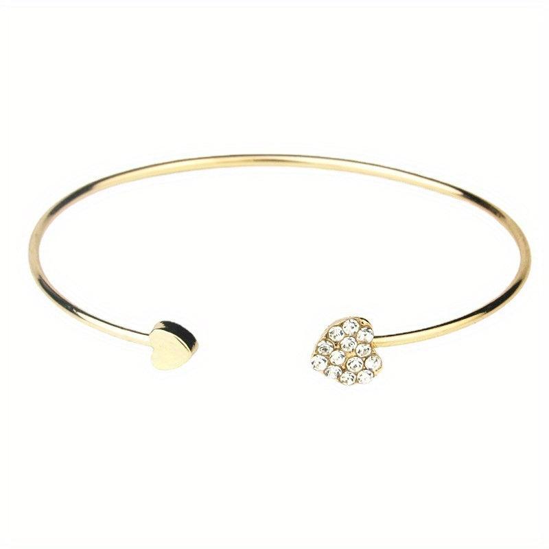 Peach Heart Bracelet with Rhinestones - Perfect Gift for Friends