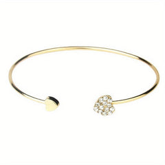 Peach Heart Bracelet with Rhinestones - Perfect Gift for Friends