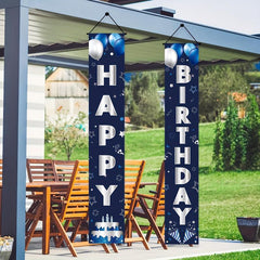 2pcs Happy Birthday Door Banner Silvery Decorations Party Supplies