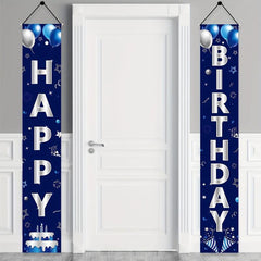 2pcs Happy Birthday Door Banner Silvery Decorations Party Supplies