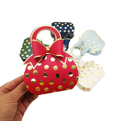 10pcs Glossy Polka Dot Pattern Gift Bags with Bows