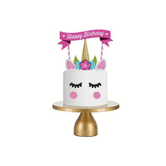 Golden Unicorn Cake Insert Card for Parties and Celebrations