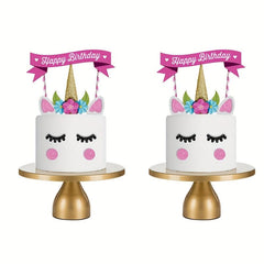 Golden Unicorn Cake Insert Card for Parties and Celebrations