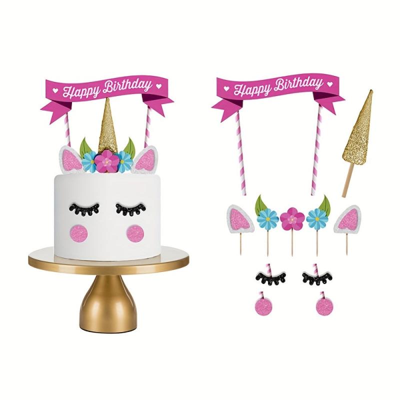 Golden Unicorn Cake Insert Card for Parties and Celebrations