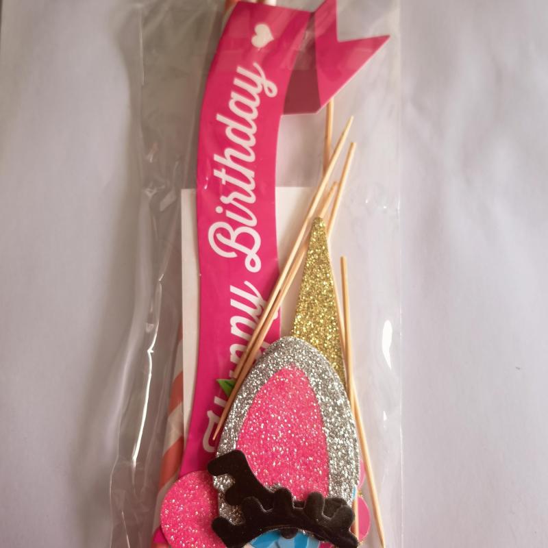 Golden Unicorn Cake Insert Card for Parties and Celebrations