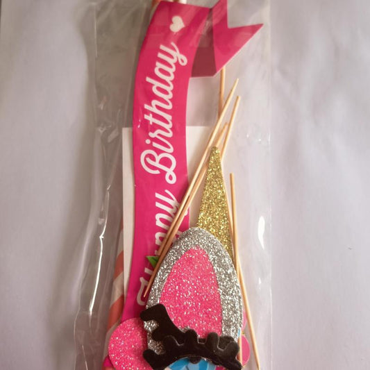 Golden Unicorn Cake Insert Card for Parties and Celebrations