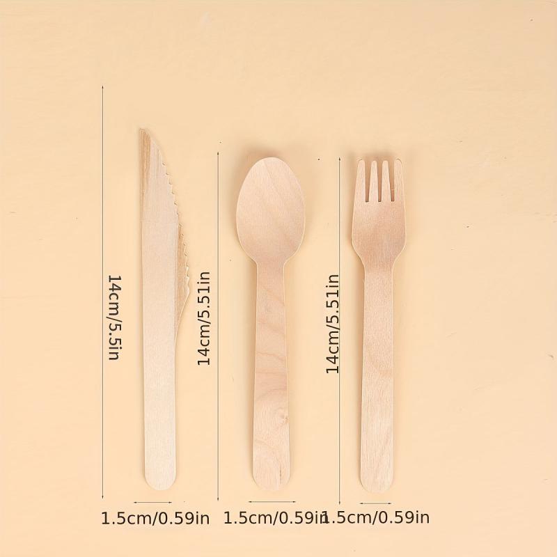 50pcs Disposable Wooden Utensils for Parties Holidays Birthdays Weddings