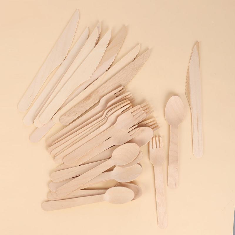 50pcs Disposable Wooden Utensils for Parties Holidays Birthdays Weddings