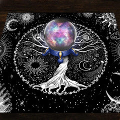 Sun Moon Tree Of Life Altar Cloth Tarot Tablecloth Pagan Spiritual
