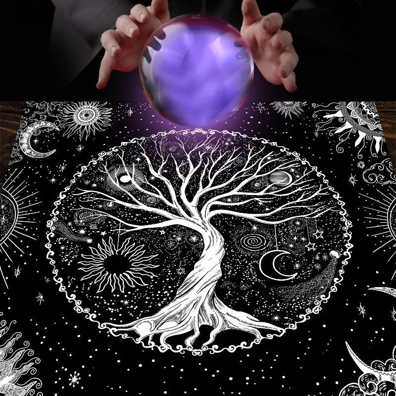 Sun Moon Tree Of Life Altar Cloth Tarot Tablecloth Pagan Spiritual