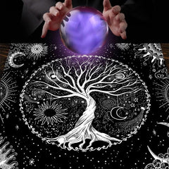 Sun Moon Tree Of Life Altar Cloth Tarot Tablecloth Pagan Spiritual