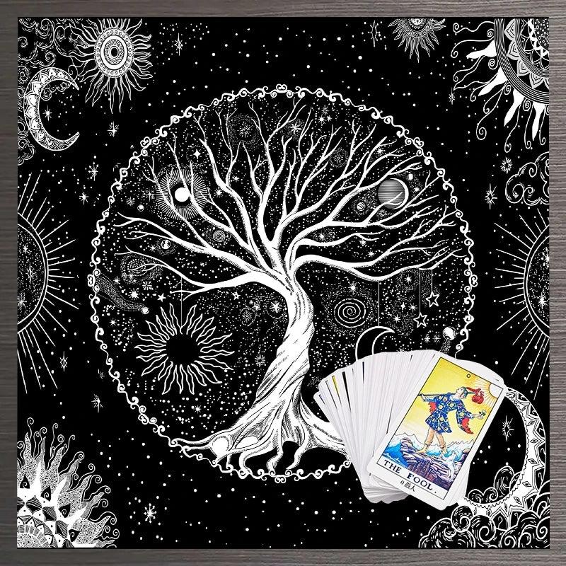 Sun Moon Tree Of Life Altar Cloth Tarot Tablecloth Pagan Spiritual