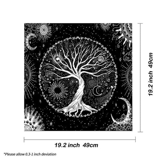Sun Moon Tree Of Life Altar Cloth Tarot Tablecloth Pagan Spiritual