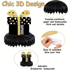 8 Pcs Golden Birthday Decorations Table Centerpieces Honeycomb