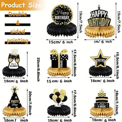 8 Pcs Golden Birthday Decorations Table Centerpieces Honeycomb