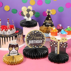 8 Pcs Golden Birthday Decorations Table Centerpieces Honeycomb