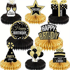 8 Pcs Golden Birthday Decorations Table Centerpieces Honeycomb