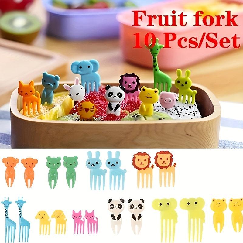 10pcs Animal Fruit Forks Set for Kids Snacks Cakes Desserts Lunch Bento