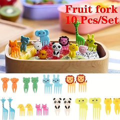 10pcs Animal Fruit Forks Set for Kids Snacks Cakes Desserts Lunch Bento