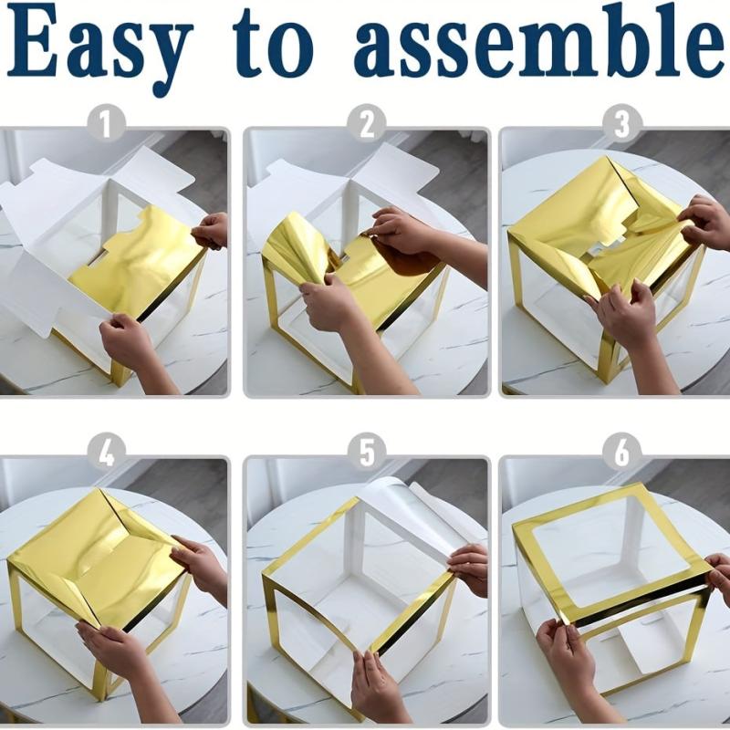 5pcs Gold Balloon Boxes 27 Letters Clear Block Backdrop for Party Decor
