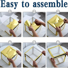 5pcs Gold Balloon Boxes 27 Letters Clear Block Backdrop for Party Decor