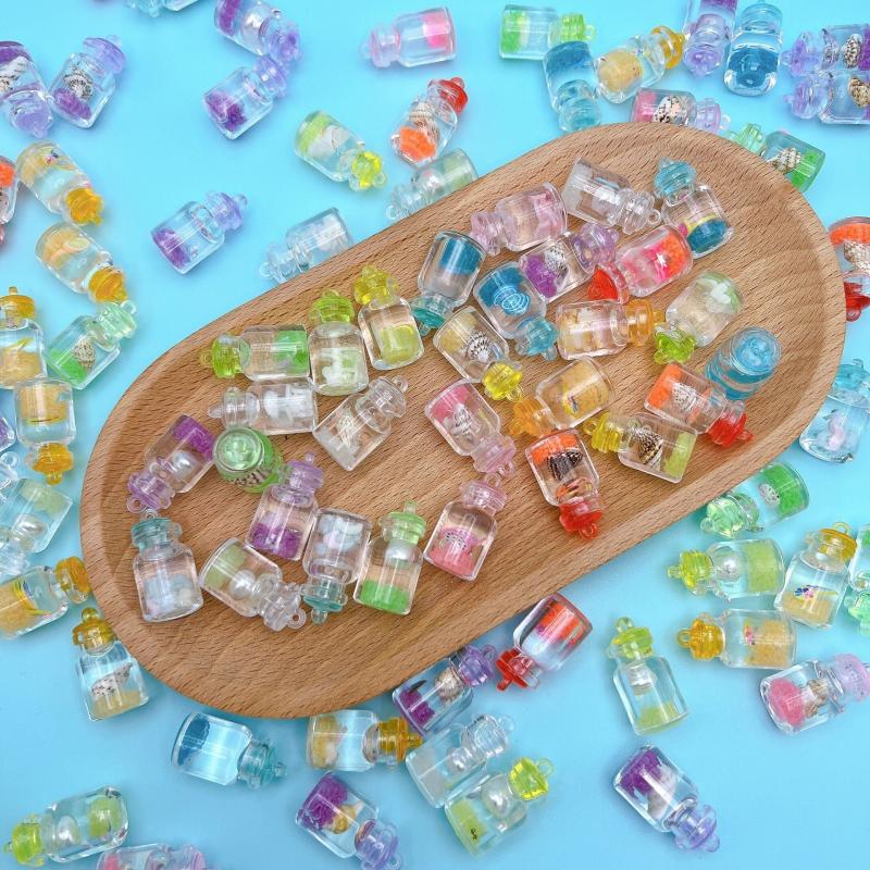 5pcs Glass Bottle Conch Earrings Keychain Pendant DIY Jewelry Accessories