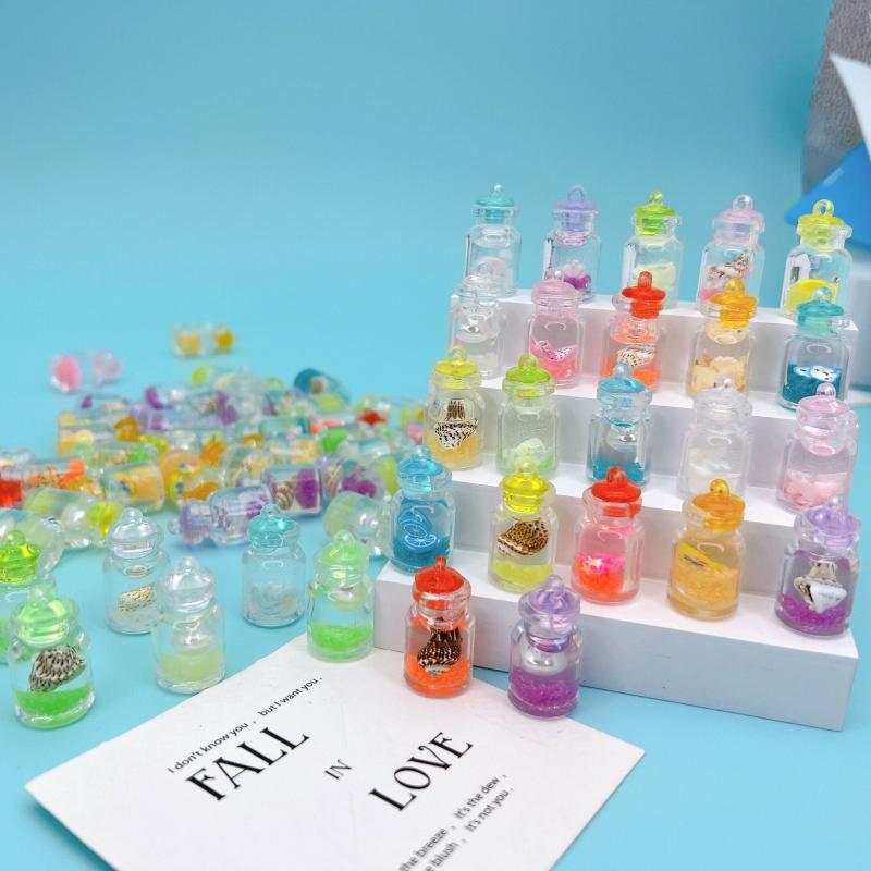5pcs Glass Bottle Conch Earrings Keychain Pendant DIY Jewelry Accessories