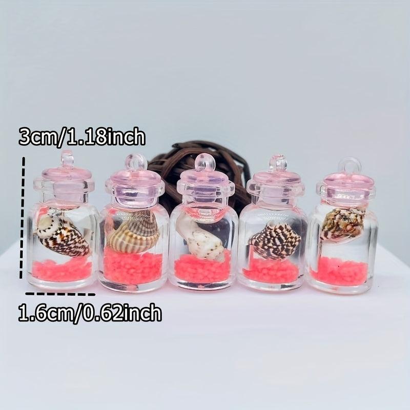 5pcs Glass Bottle Conch Earrings Keychain Pendant DIY Jewelry Accessories