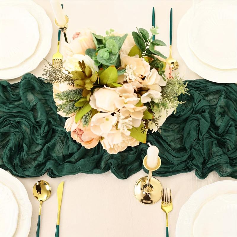 Vintage Green Cheesecloth Table Runner 10FT Rustic Gauze Tablecloth
