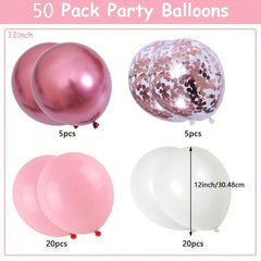 50pcs Rose Gold Confetti Balloons Set - 30 Light Pink Party Balloon