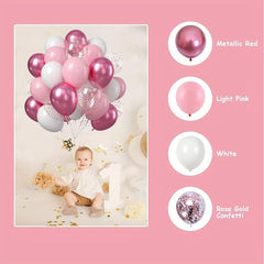 50pcs Rose Gold Confetti Balloons Set - 30 Light Pink Party Balloon