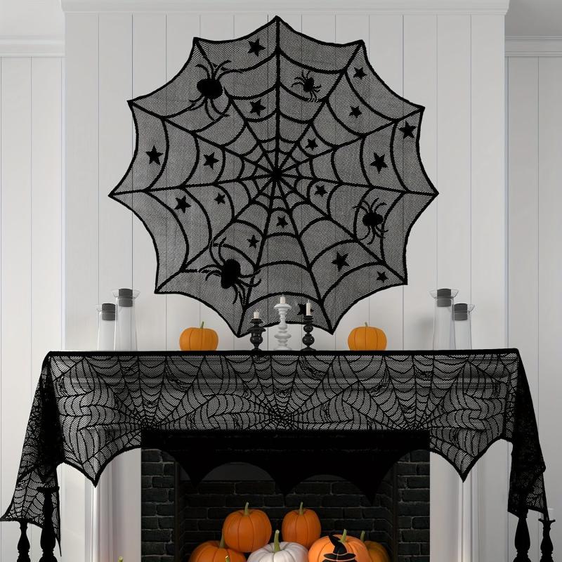 Lace Overlay Halloween Table Topper Spider Web Design
