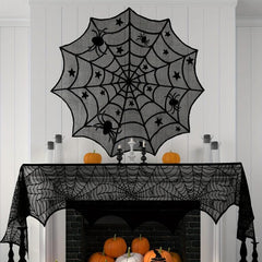 Lace Overlay Halloween Table Topper Spider Web Design
