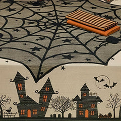 Lace Overlay Halloween Table Topper Spider Web Design