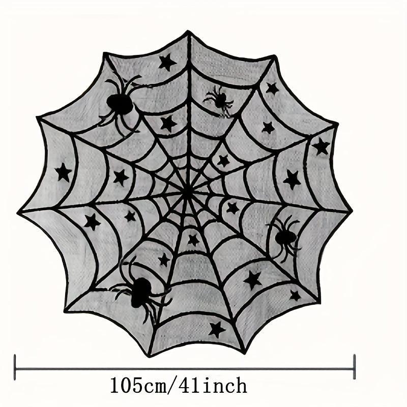 Lace Overlay Halloween Table Topper Spider Web Design
