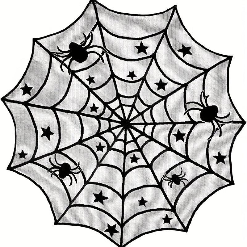 Lace Overlay Halloween Table Topper Spider Web Design