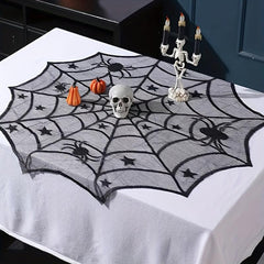 Lace Overlay Halloween Table Topper Spider Web Design