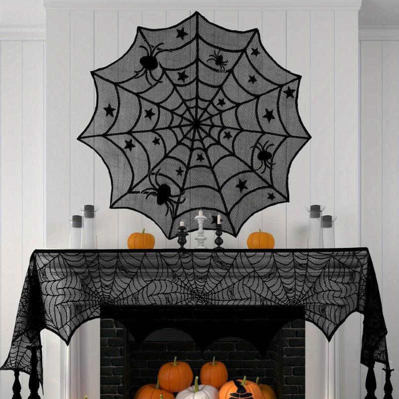 Lace Overlay Halloween Table Topper Spider Web Design